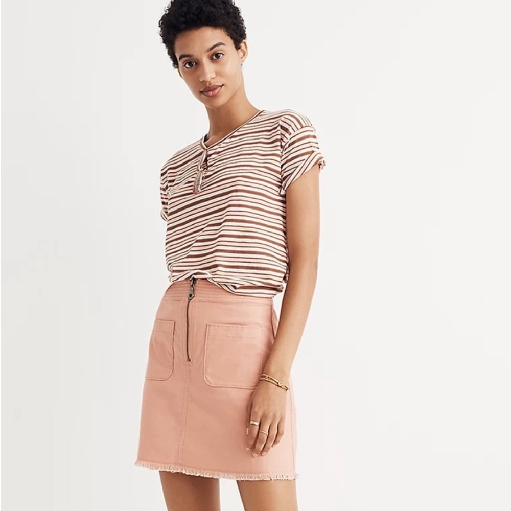 Madewell Pink Denim Pocketed Mini Skirt